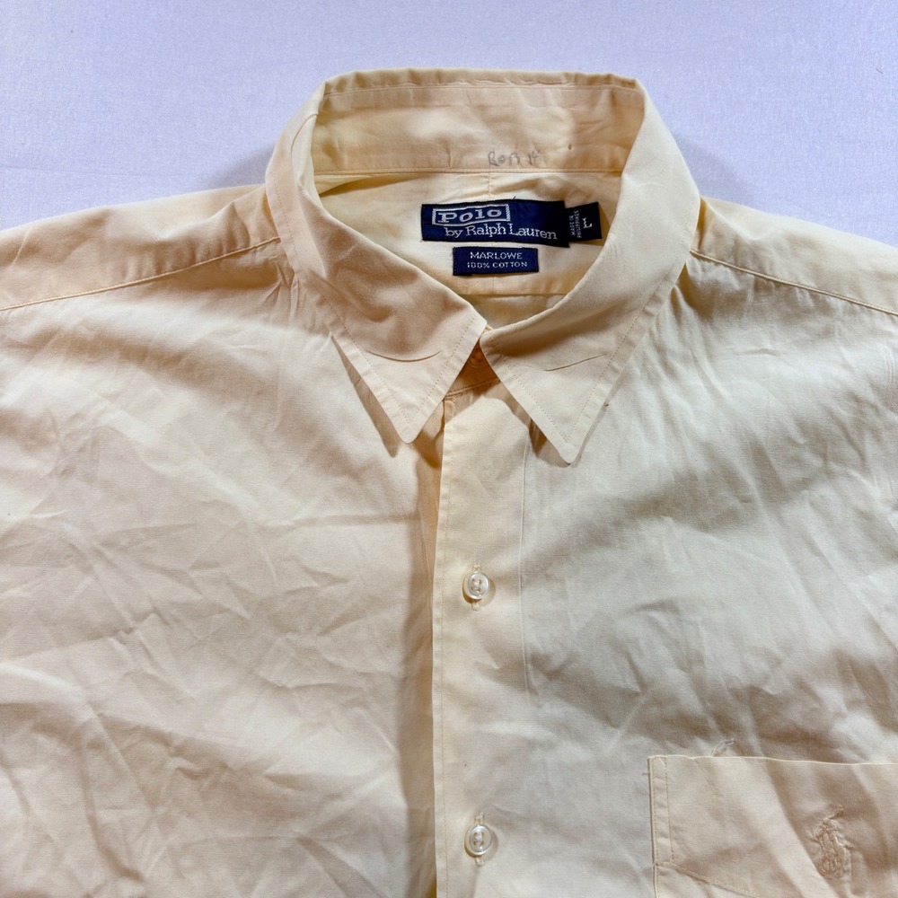 Polo Ralph Lauren Marlowe Shirt Mens Large Yellow Cotton Button Down Long Sleeve